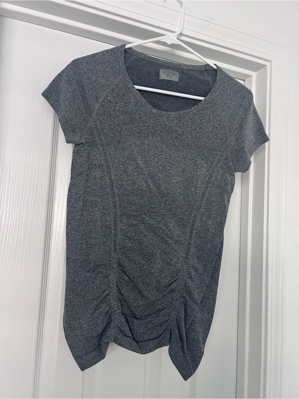 Athleta Charcoal Heather Ruched Short Sleeve Tee